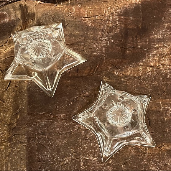 Crystal 5 point star tapered candlestick candleholders lay flat elegant 1’x5’ - Picture 10 of 10